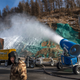 A snow machine makes artificial snow for the Beijing 2022 Winter Olympics on January 2, 2022 in Zhangjiakou, Hebei province, northern China.